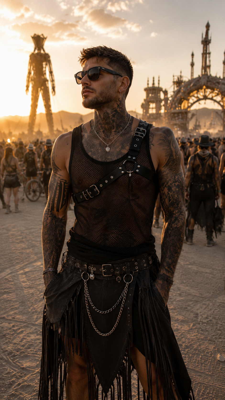 Men's Vegan Leather Chest Harness: Asymmetric One-Shoulder Design