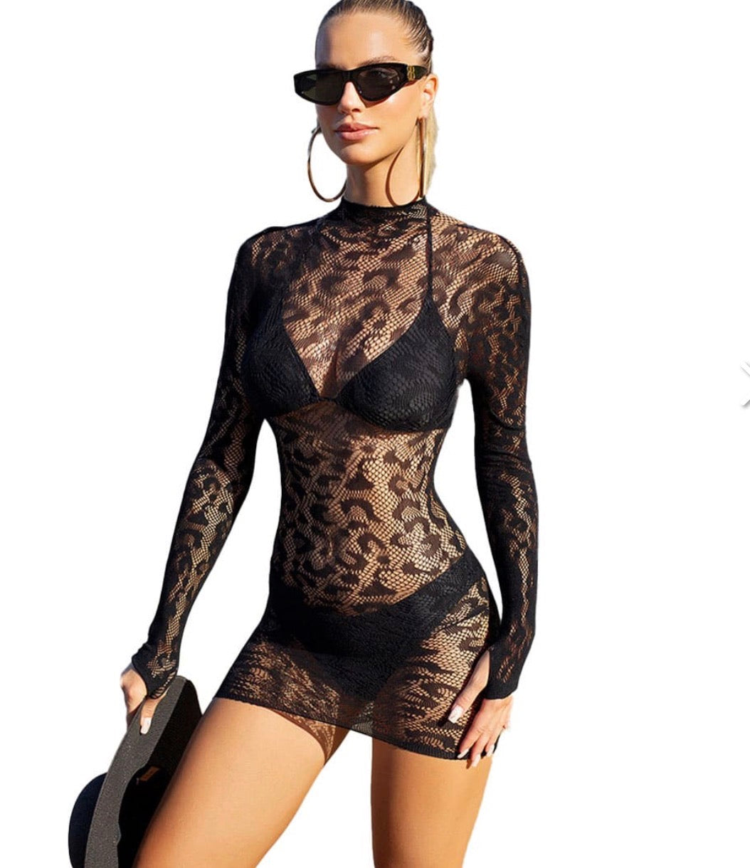 Safari Mesh Sheer Robe Leopard Print