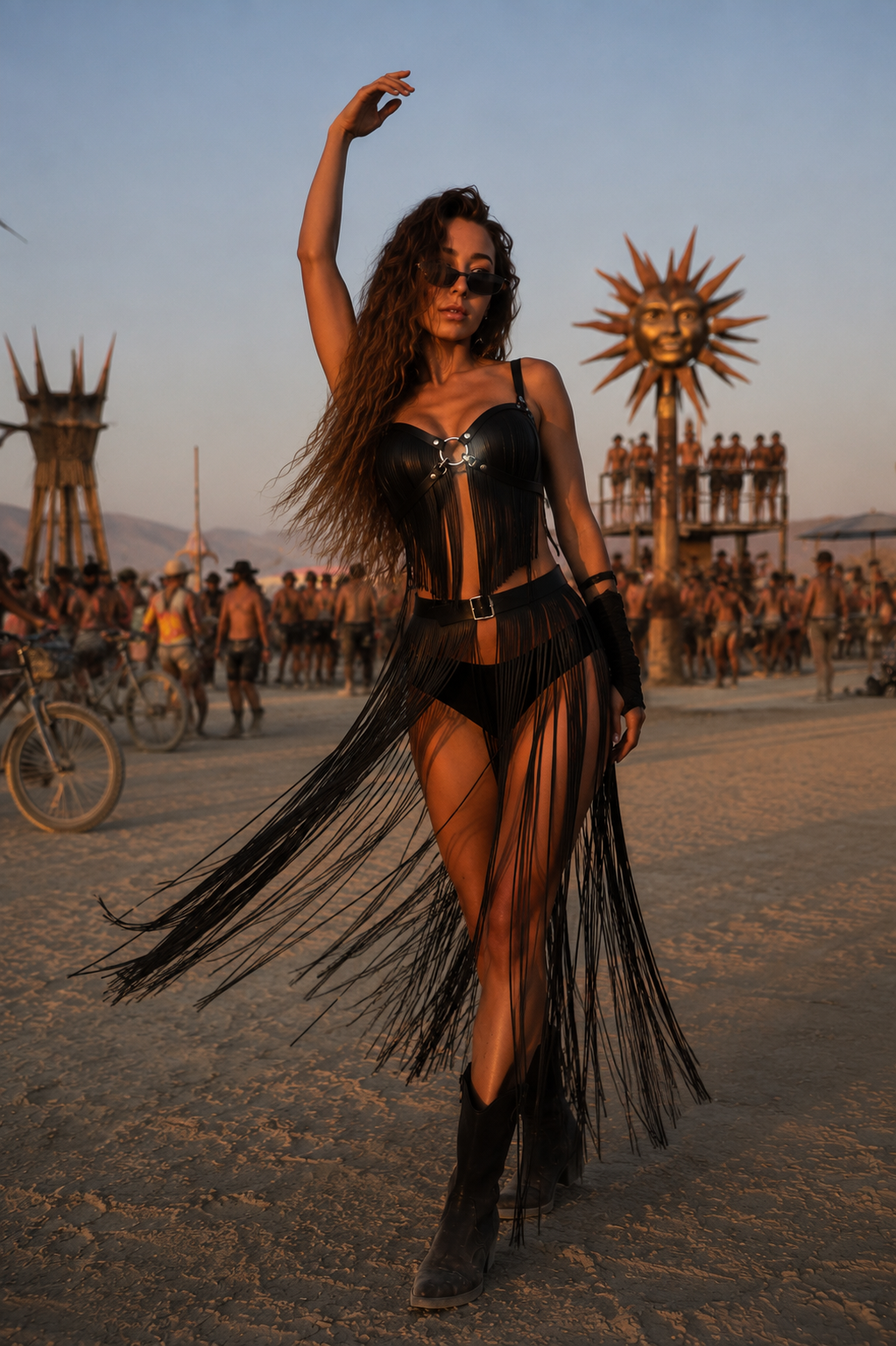 Long Fringe 100 cm Vegan Leather Belt: Adjustable Statement Piece
