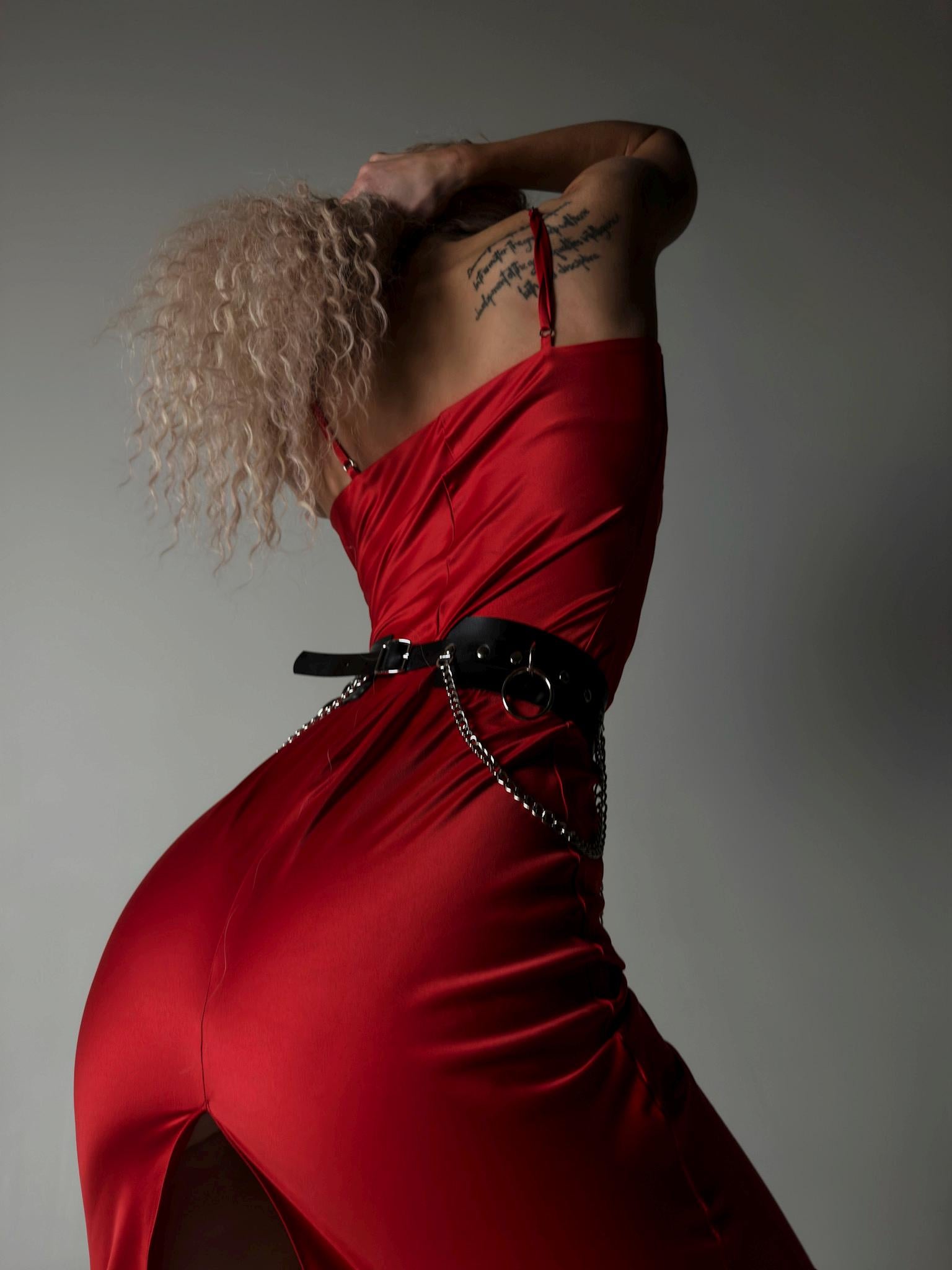 Corset Belt with Chain Vegan Leather: Goth Streetwear Waist Harness