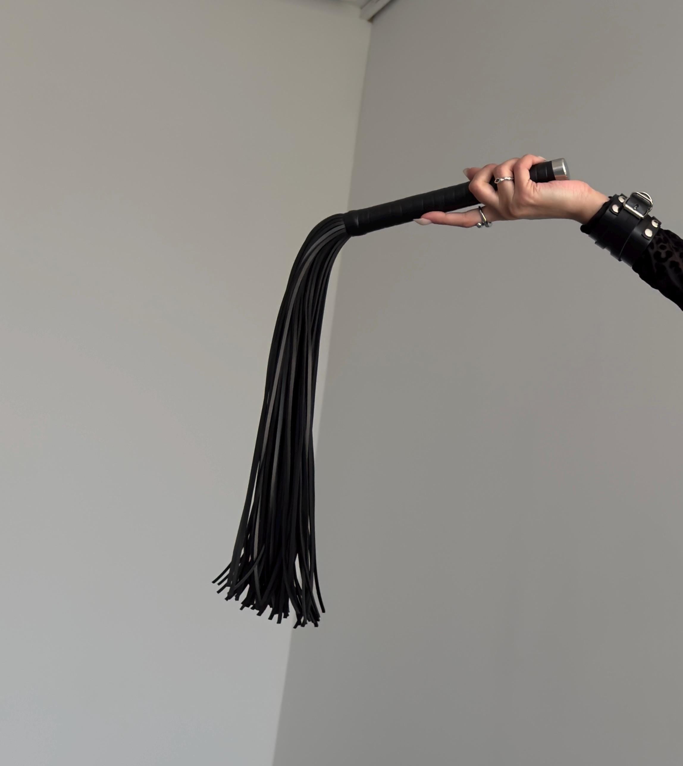 Handcrafted Leather Flogger with Vegan Handle & Metal Tip