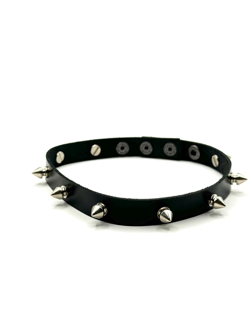 Thin Leather Choker with Small Spikes – Minimalist Edgy Style