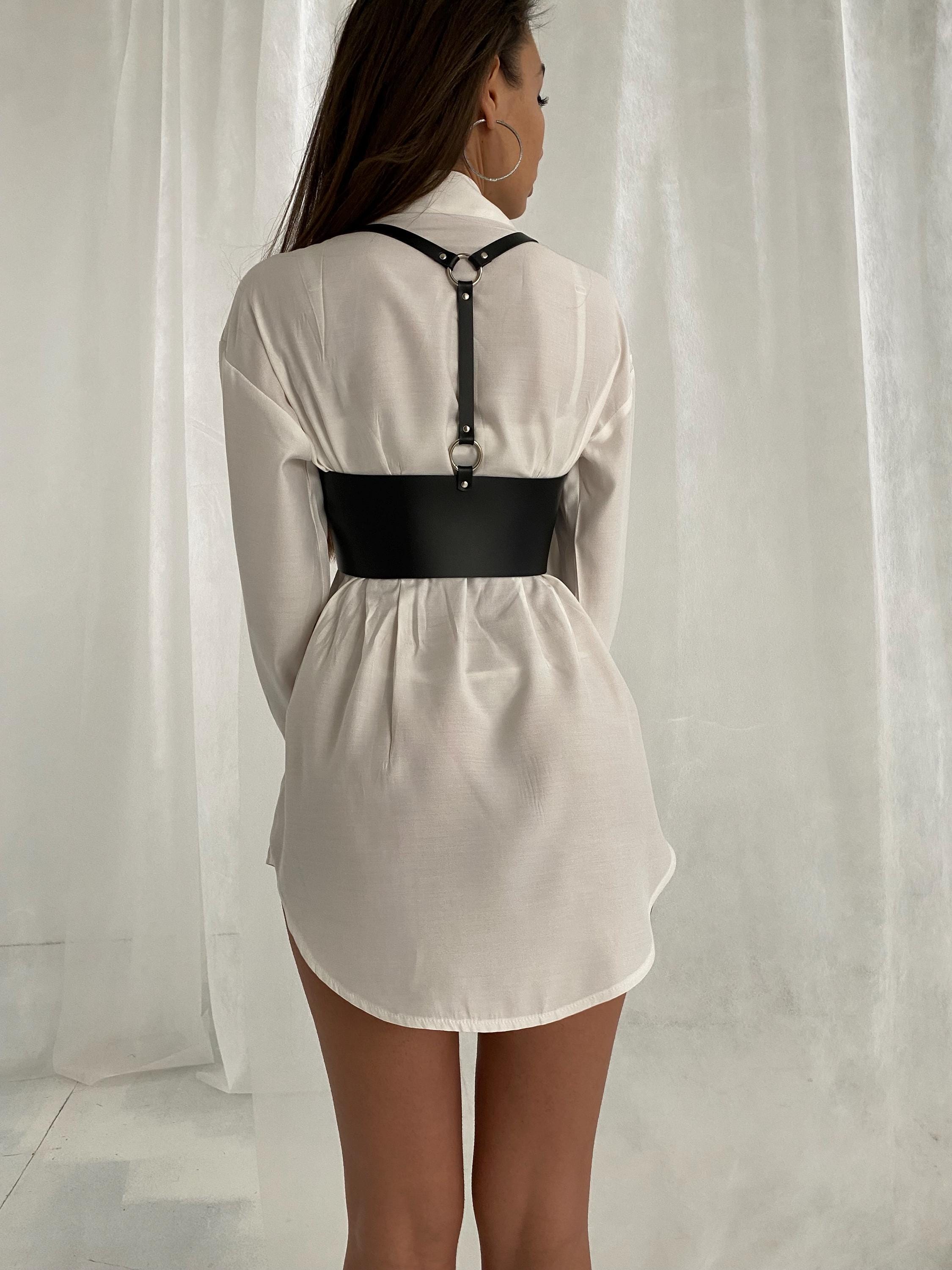 Vegan Leather Underbust Corset Belt with Straps – Waist Cincher & Bust Lifter