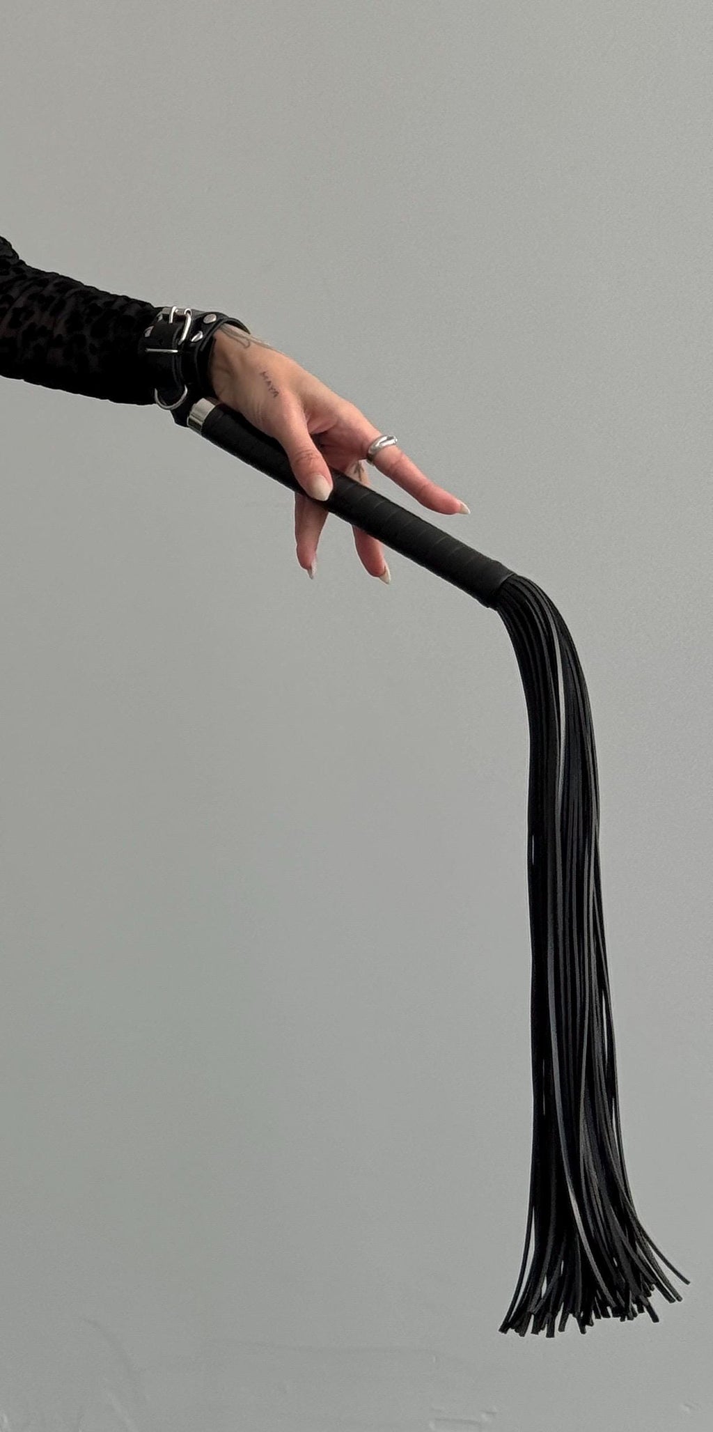 Handcrafted Leather Flogger with Vegan Handle & Metal Tip