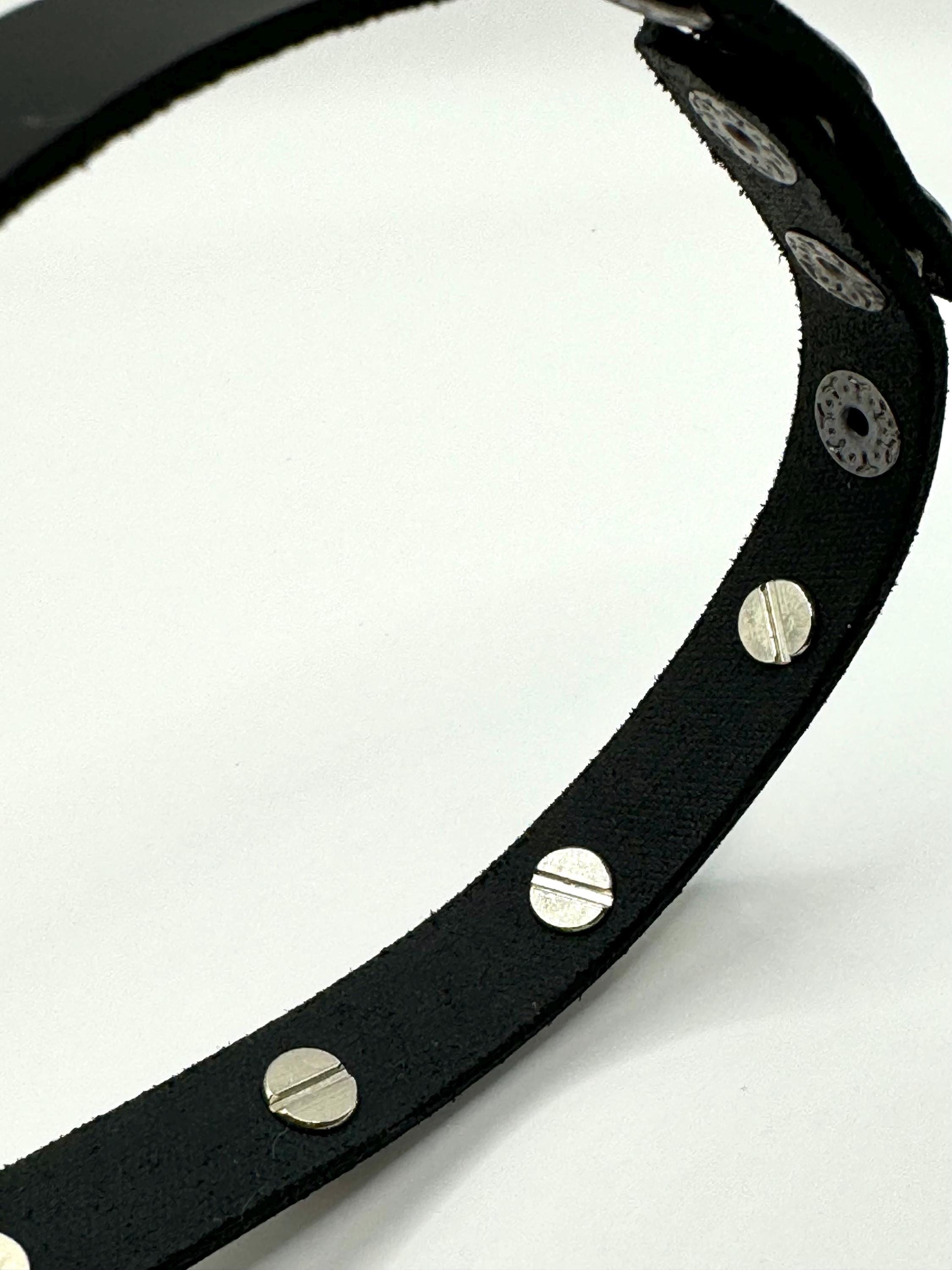 Thin Leather Choker with Small Spikes – Minimalist Edgy Style