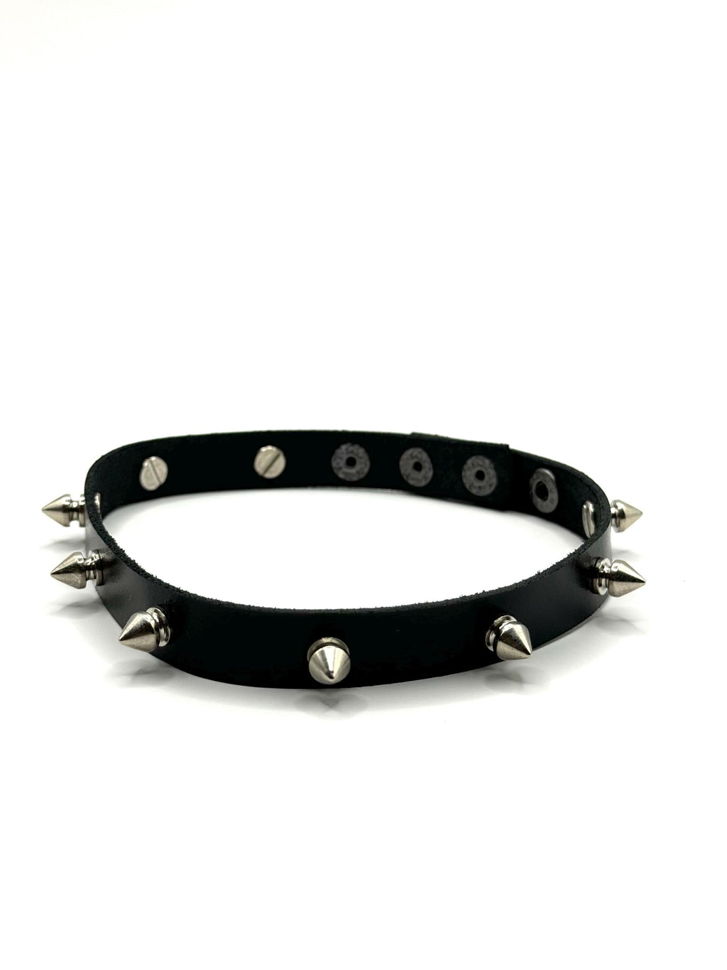 Thin Leather Choker with Small Spikes – Minimalist Edgy Style