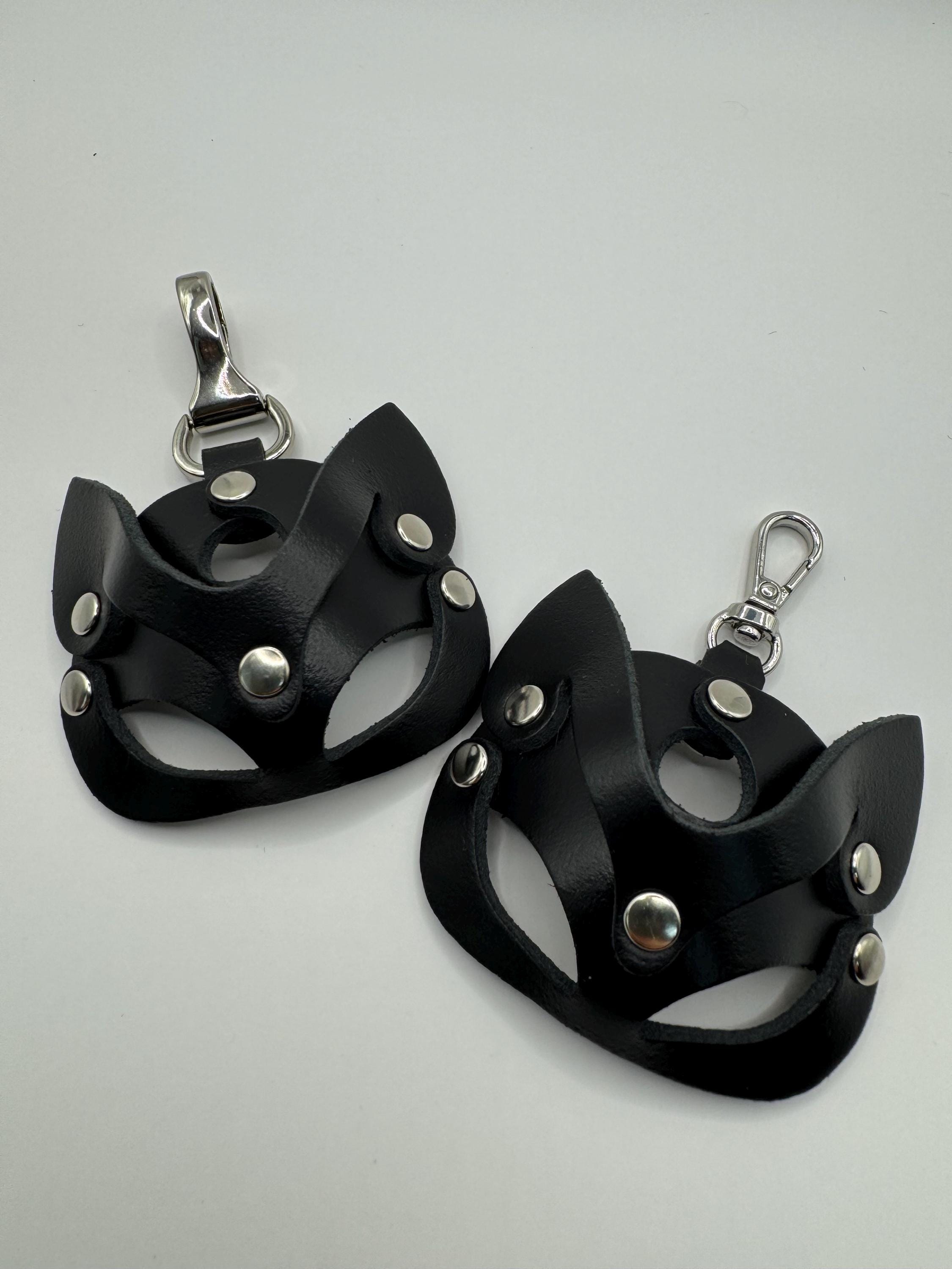 Leather Cat Mask Keychain – Genuine Leather Keyring | Wholesale Available