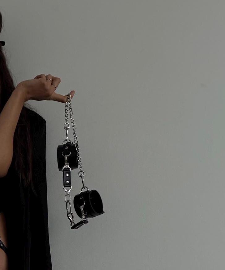 Leather Restraint Cuffs — Adjustable with Buckle & Dual Attachments