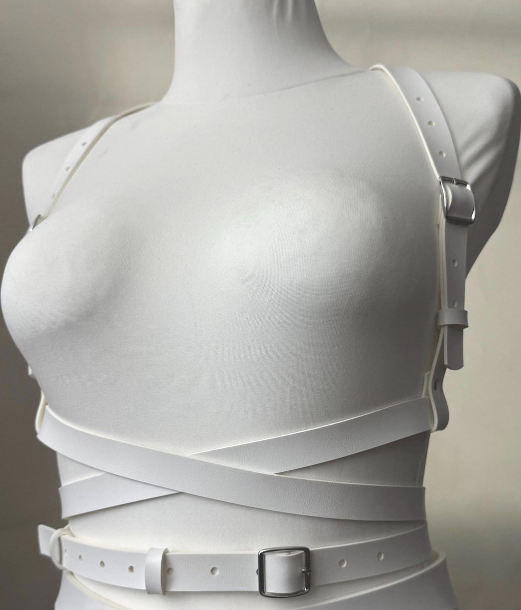 Vegan Leather Chest Harness Belt: Adjustable Wrap, Avant-Garde Fashion