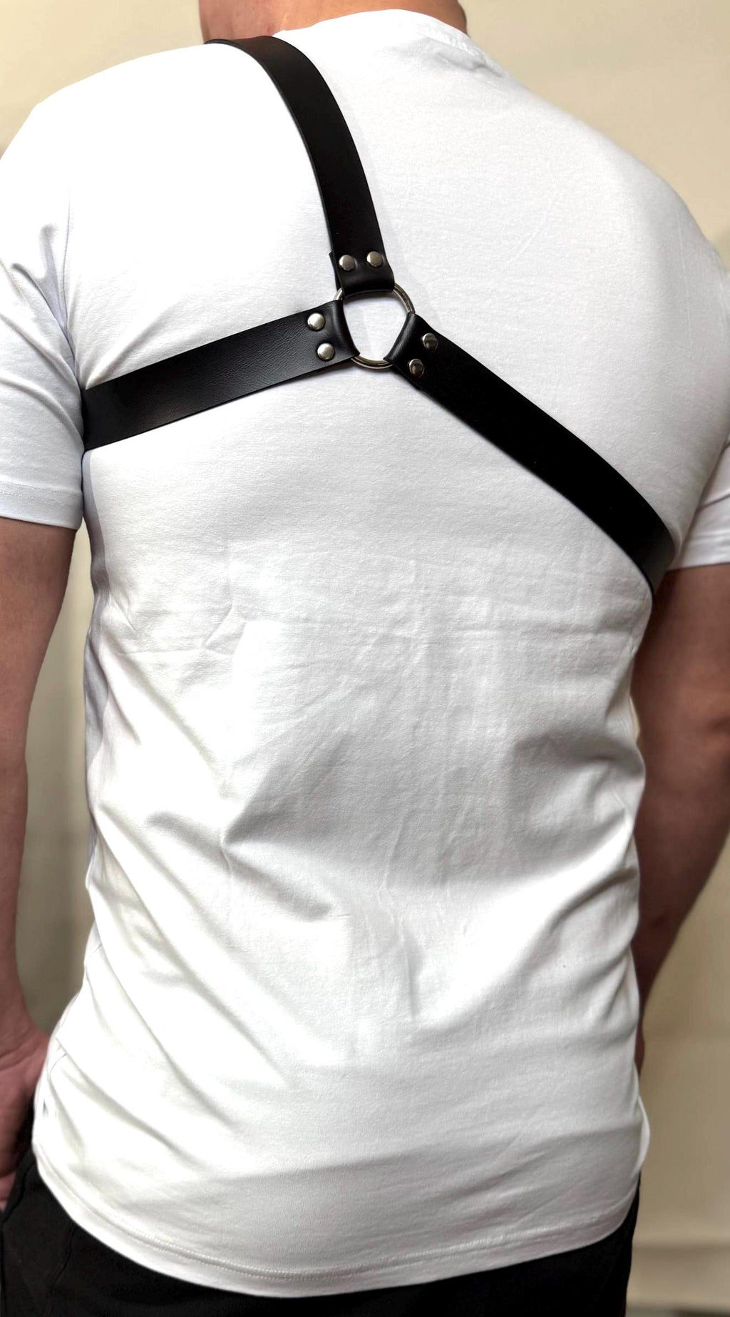 Men's Leather One-Shoulder Harness: Asymmetric Power Look