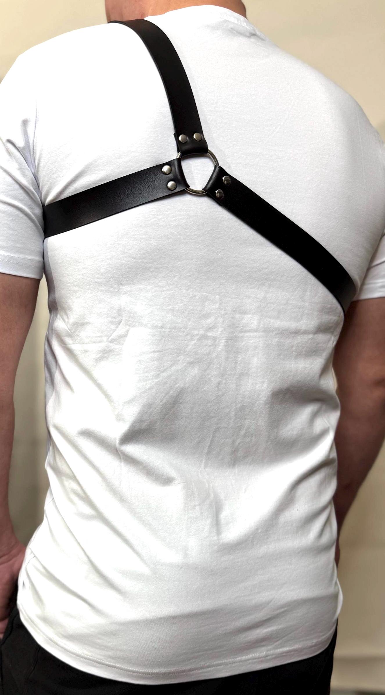 Men's Leather One-Shoulder Harness: Asymmetric Power Look