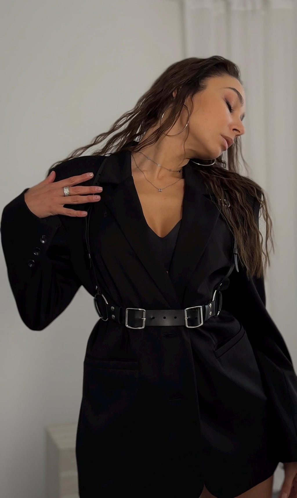 Vegan Leather Chest Harness: Adjustable Waist Belt
