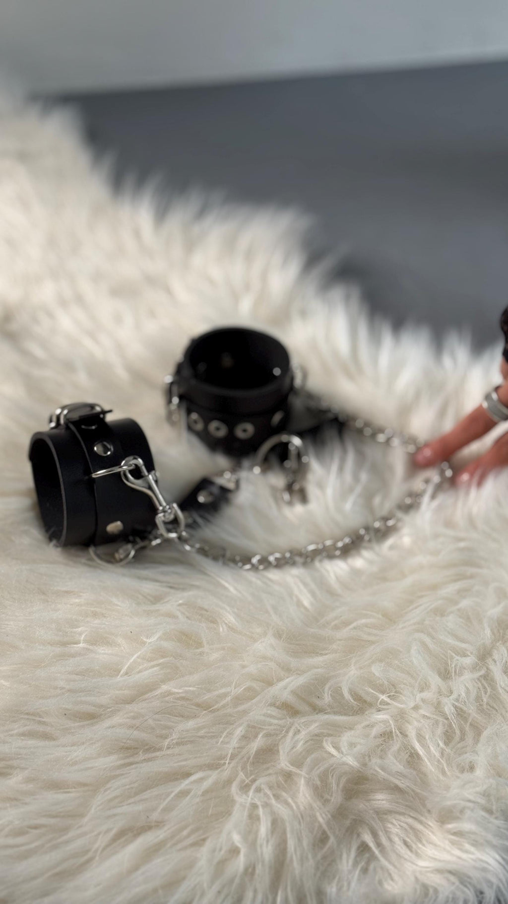 Leather Restraint Cuffs — Adjustable with Buckle & Dual Attachments