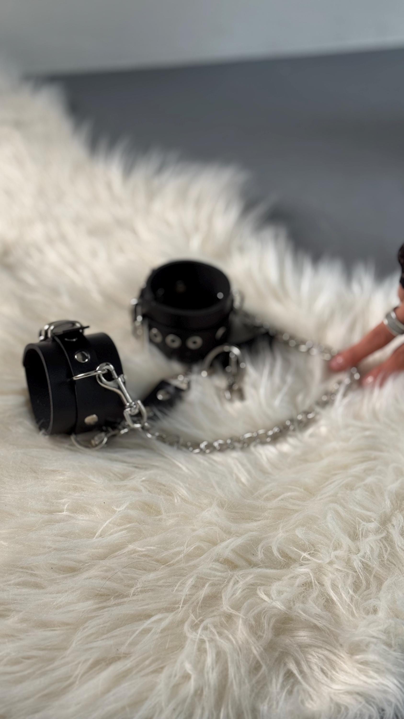 Leather Restraint Cuffs — Adjustable with Buckle & Dual Attachments