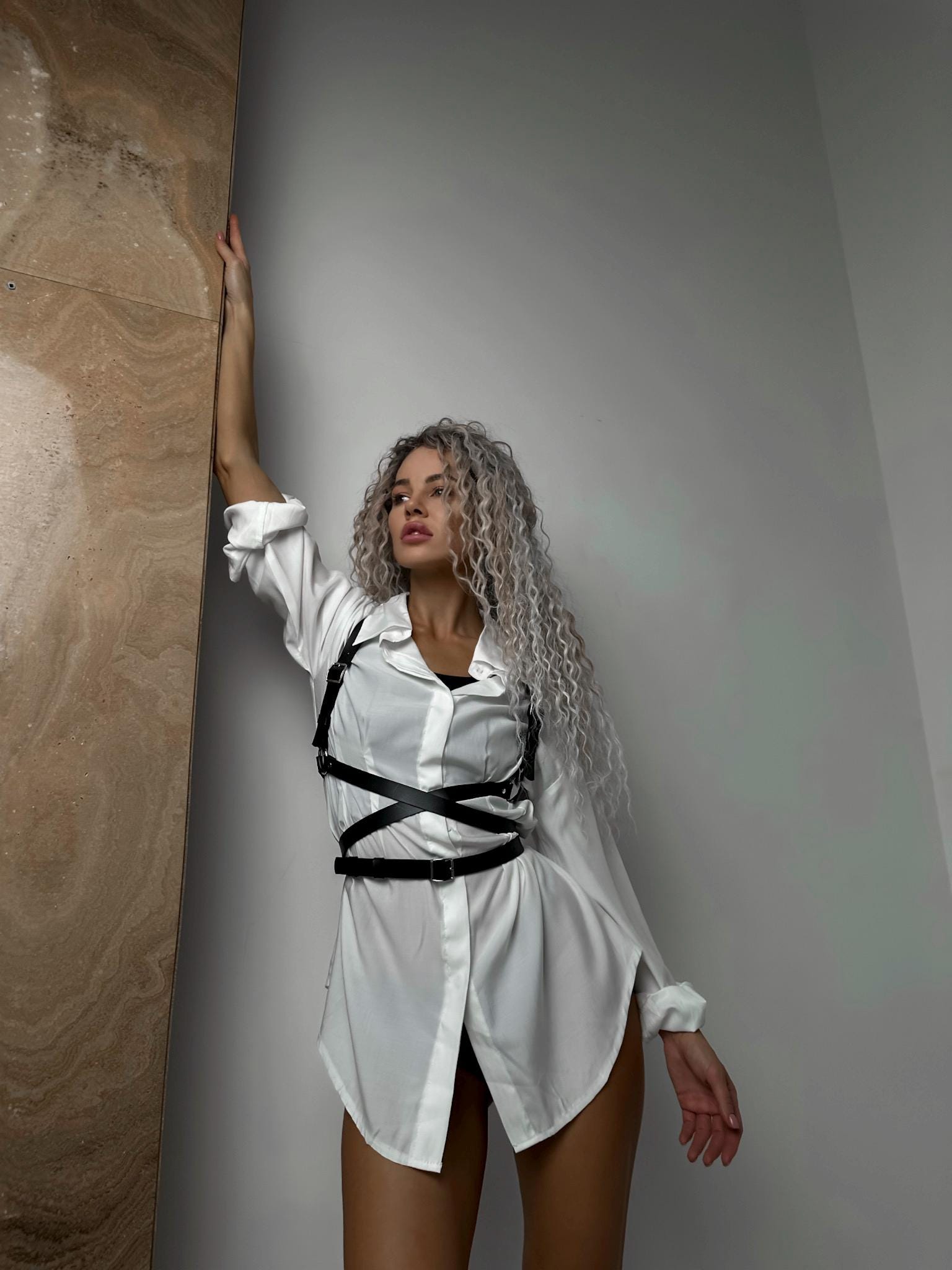 Vegan Leather Chest Harness Belt: Adjustable Waist Wrap