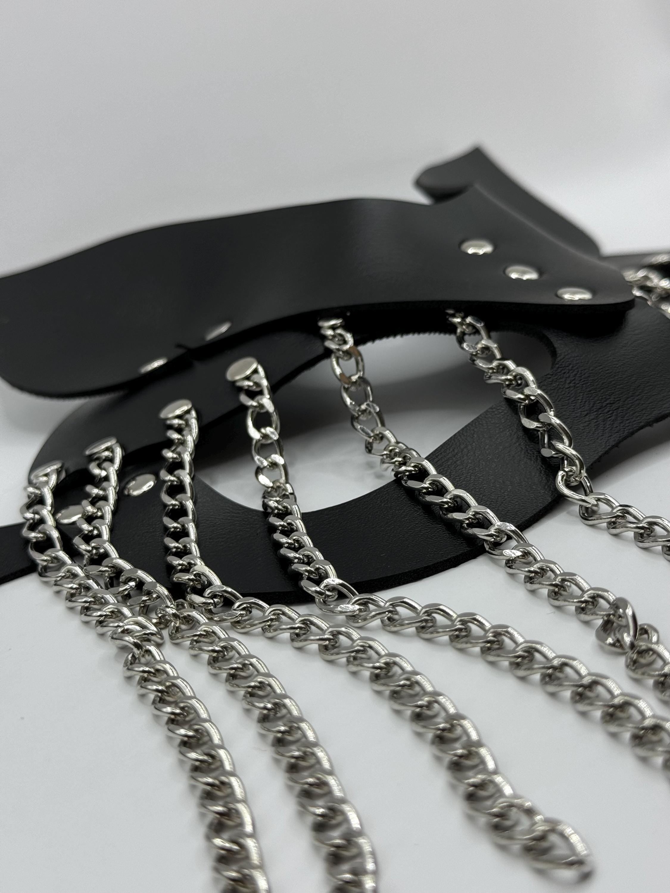 Leather Cat Mask with Chain – Handmade Costume Accessory